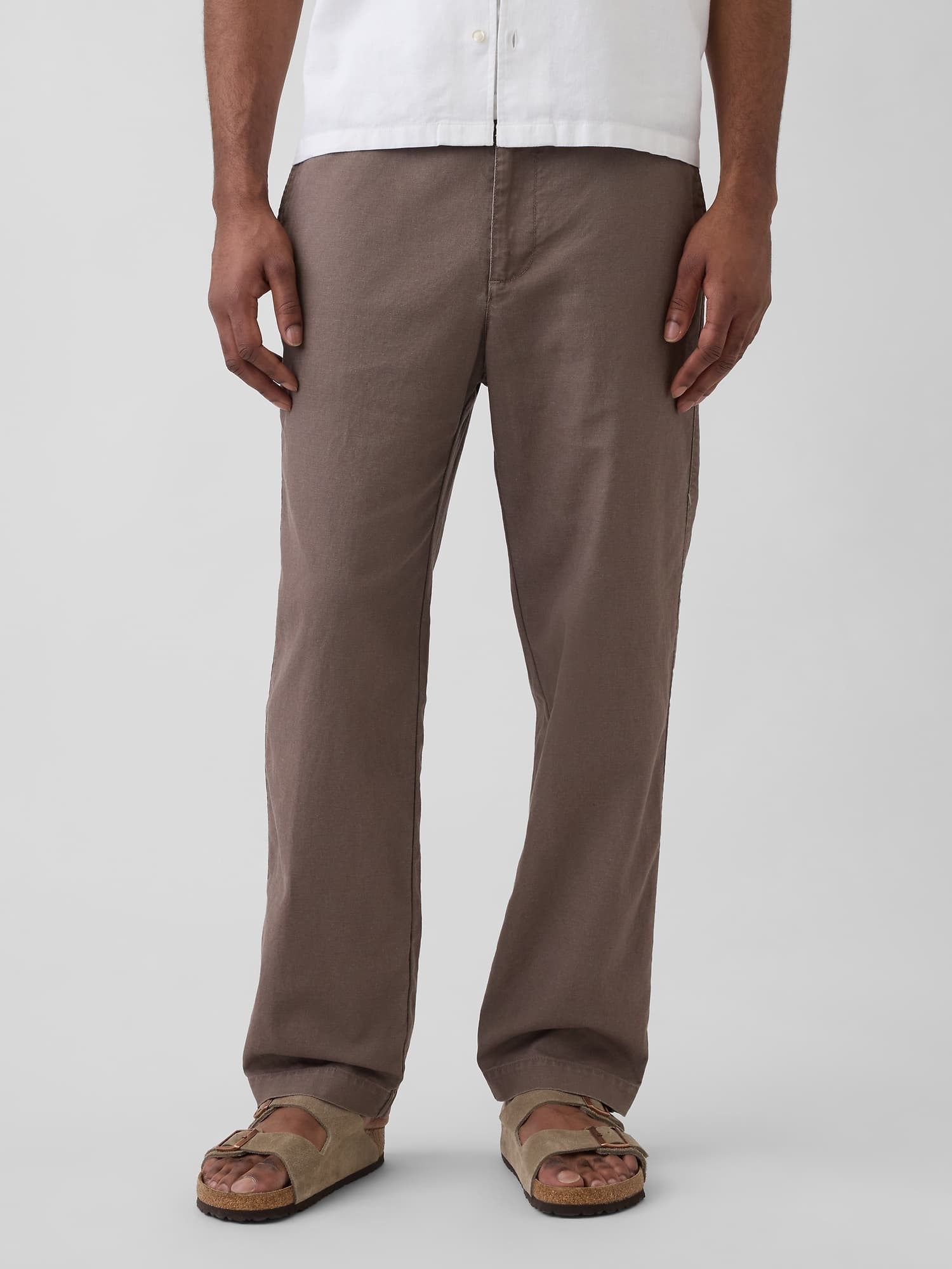 Linen-Cotton Relaxed Taper Pants